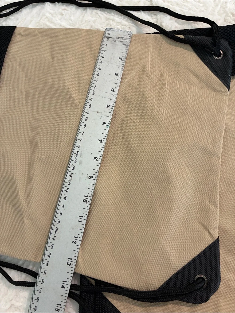 Canvas Drawstring Backpack - Khaki and Black